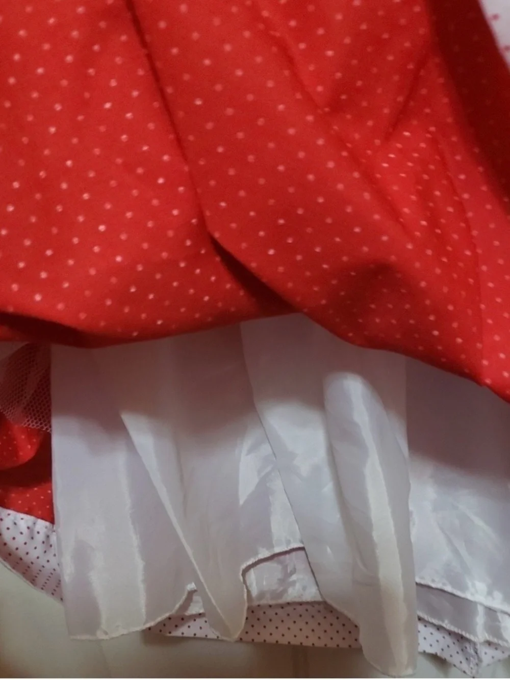 Vintage NOS Girls Size 12 Red White Polka Dot Party Dress Crinoline New